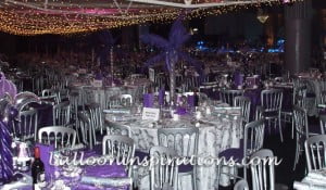 Corporate christmas party decorations in marquee Ostrich feathers centrepieces