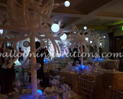 Winter ball balloon party decorations - table centrepieces