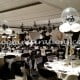 Black and white themed balloon decorations - overview