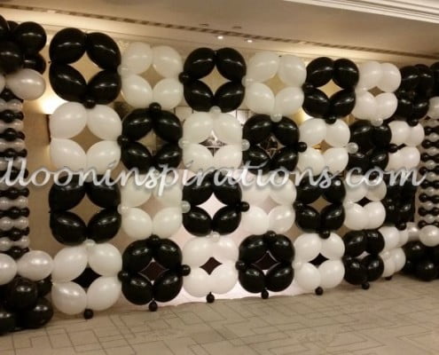 black and white balloon wall