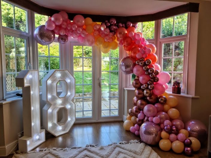 18th Birthday organic balloon décor