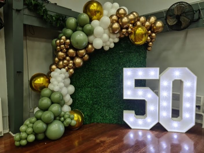 50th birthday balloon arch