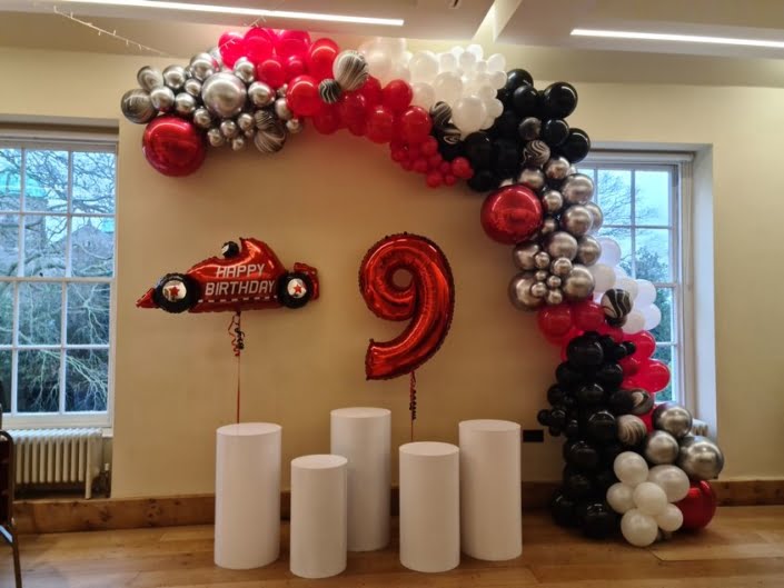 Racing themed balloon arch