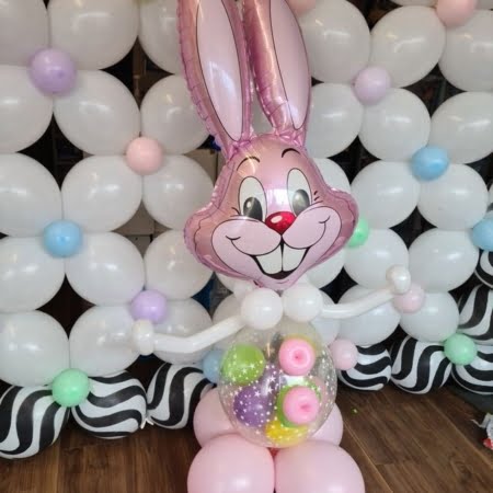 Easter bunny balloon gift - pale pink