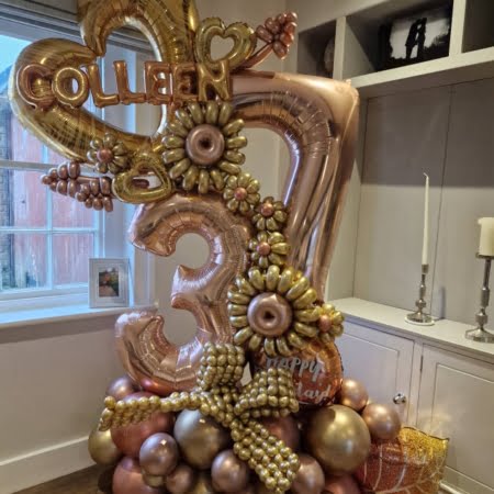 Floor standing balloon arrangement - Gold and Rose gold