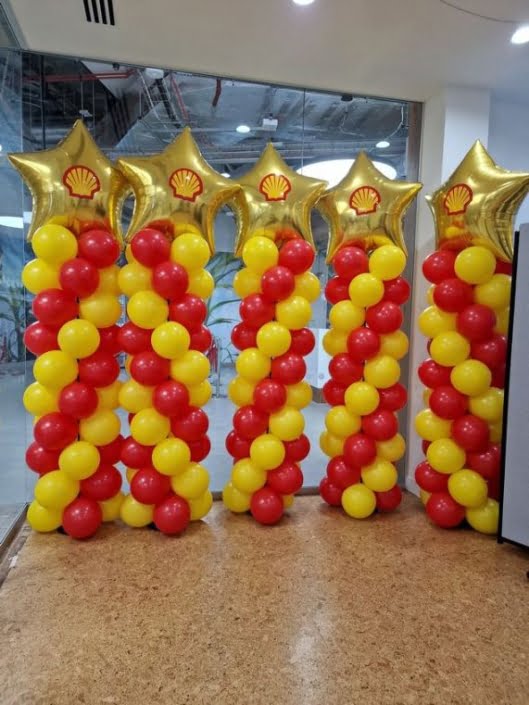 Balloon columns with corporate logo