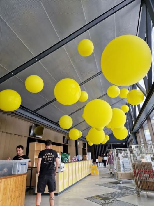 Giant balloon ceiling decor - corporate event