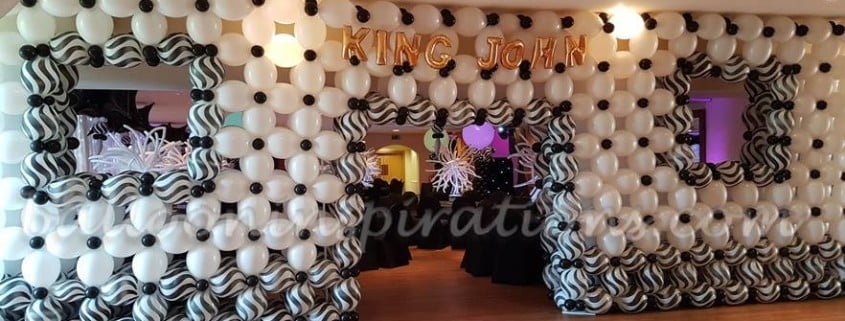 Black and white themed prom balloon decorations