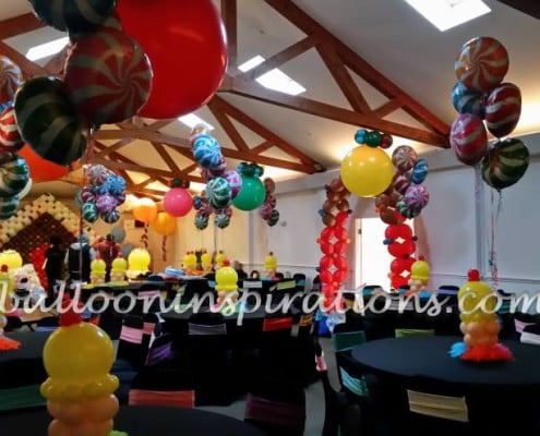 Candy Land themed balloon decorations - balloon sweet trees sorbets