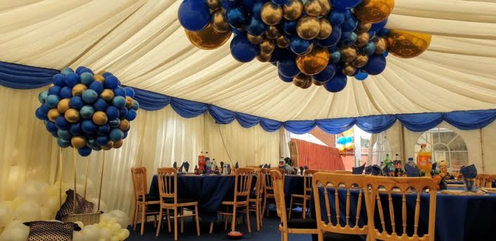 Baby balloon decorations in Marquee