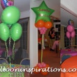 Luau themed Batmitzvah balloon decorations