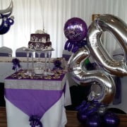 Purple and Silver 50th party decorations