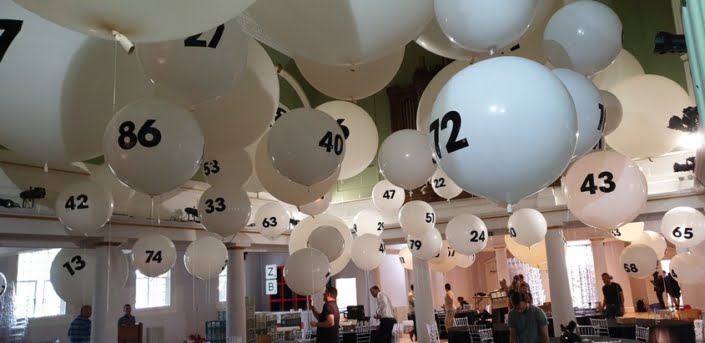 Bar Mitzvah Balloon decorations - Bingo numbers jumbo balloons