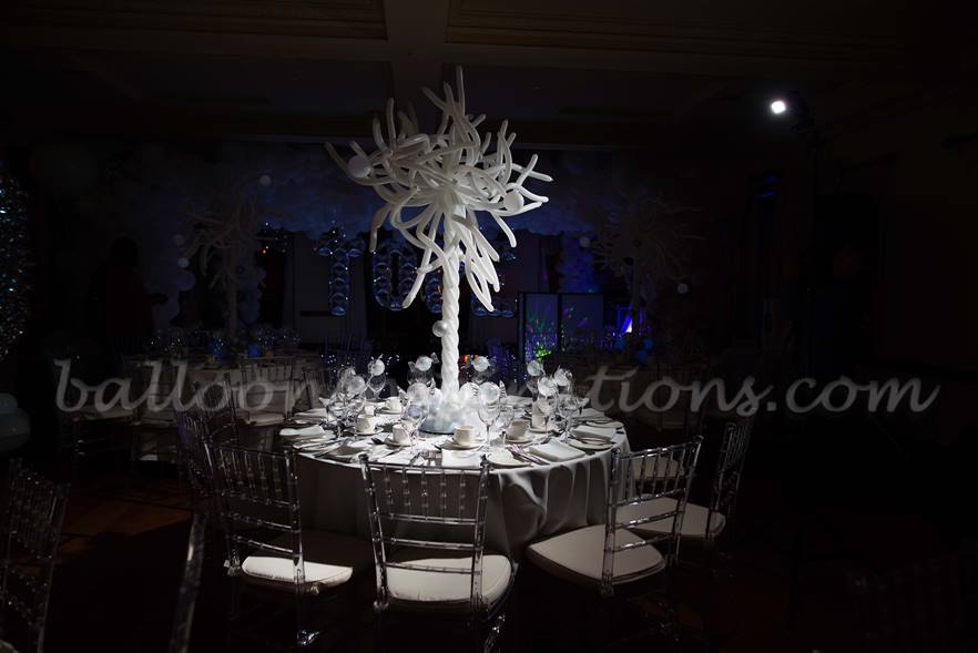 Winter ball balloon party decorations - table centrepieces