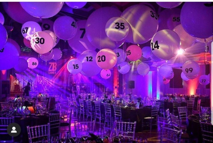 bingo themed batmitzvah balloons