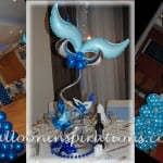 Blue and silver corporate balloon decorations