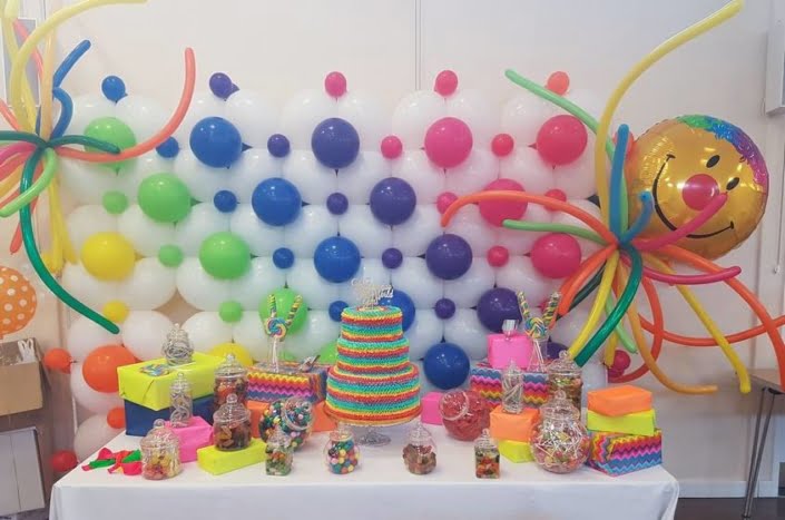 themed balloon wall - sweets